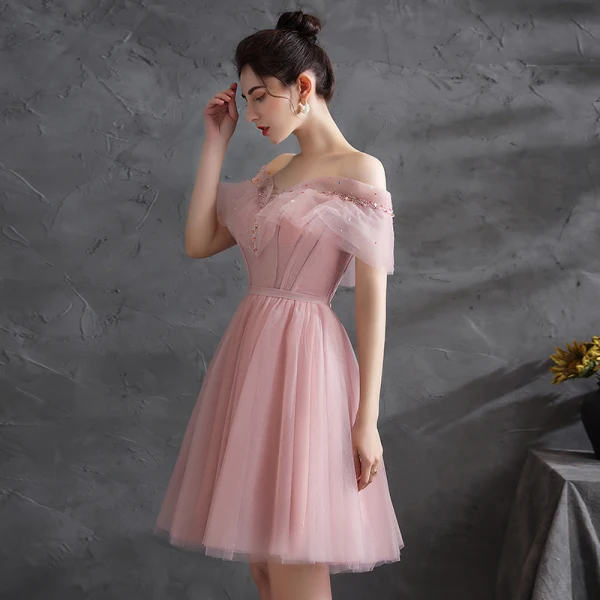 Chic Beautiful Blushing Pink Homecoming Cocktail Dresses Graduation Dresses 2021 A-Line