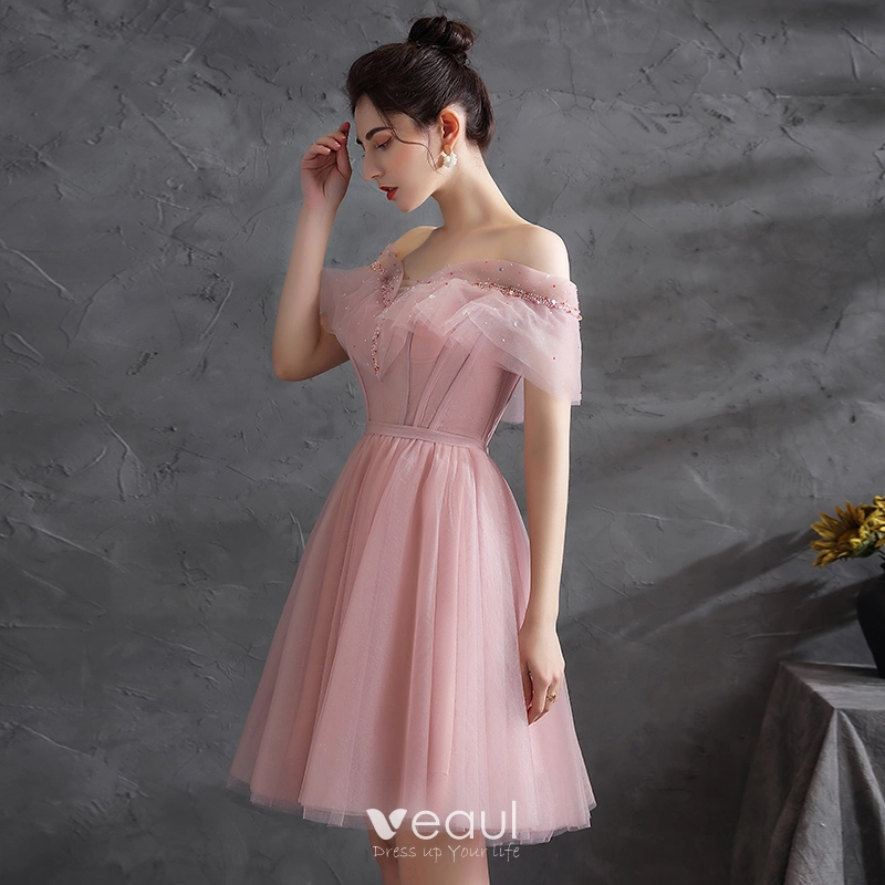 Chic Beautiful Blushing Pink Homecoming Cocktail Dresses Graduation Dresses 2021 A-Line