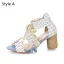 Fashion Yellow Street Wear Beach Womens Sandals 2020 Ankle Strap 7 cm Thick Heels Open / Peep Toe Sandals