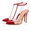 Sexy Beige Soirée Sandales Femme 2020 Rivet T-Strap 12 cm Talons Aiguilles À Bout Pointu Sandales