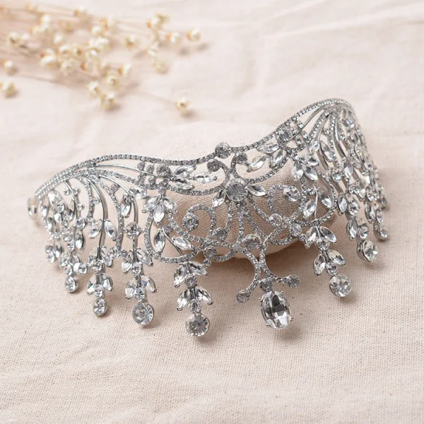 Mode Silver Brudsmycken 2017 Kristall Rhinestone Metall Tiara