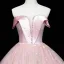 Elegante Pink Ballkleider 2022 Bandeau Perlenstickerei Perle Pailletten Ärmellos Rückenfreies Lange Festliche Kleider