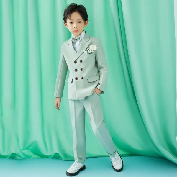 Modest / Simple Mint Green Long Sleeve Boys Wedding Suits 2022 Wedding