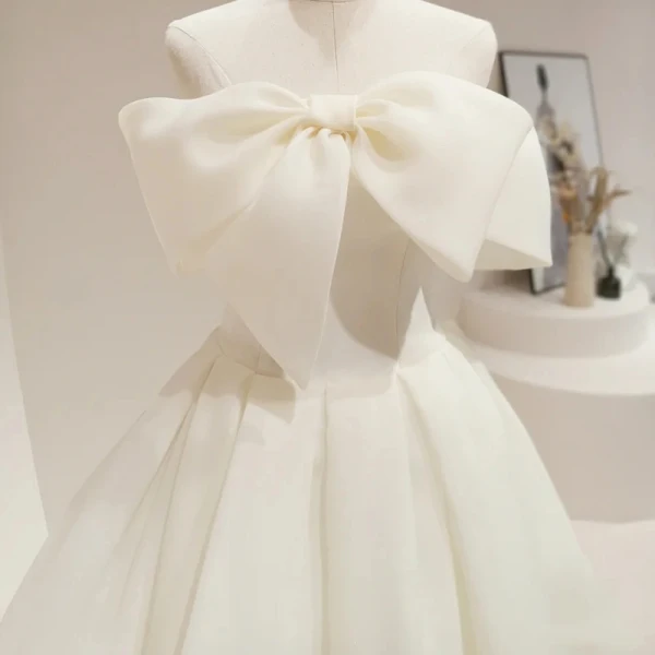 Chic / Belle Blanche Robe De Bal 2022 Princesse Bustier Noeud Sans Manches Dos Nu Longue Robe De Ceremonie