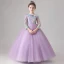 Chic / Beautiful Lilac Gradient-Color Sequins Birthday Flower Girl Dresses 2022 Ball Gown Scoop Neck Long Sleeve Floor-Length / Long Flower Girl Dresses