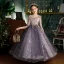 Fashion Grape Beading Pearl Rhinestone Sequins Birthday Flower Girl Dresses 2022 Ball Gown Scoop Neck 1/2 Sleeves Floor-Length / Long Flower Girl Dresses