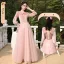 Chic / Beautiful Dusky Pink Suede Bridesmaid Dresses 2022 A-Line / Princess Pearl Sequins Long Sleeve Backless Floor-Length / Long Wedding Party Dresses