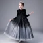 Elegant Navy Blue Star Sequins Flower Girl Dresses 2022 Ball Gown Scoop Neck Long Sleeve Floor-Length / Long Flower Girl Dresses