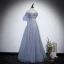 Charmant Bleu Ciel Glitter Paillettes Robe De Bal 2022 Princesse De l'épaule Manches Courtes Dos Nu Longue Robe De Ceremonie