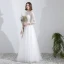 Modest / Simple White Lace Flower Light Wedding Dresses 2022 A-Line / Princess Scoop Neck 3/4 Sleeve Floor-Length / Long Wedding