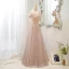 Charmant Rougissant Rose Perlage Paillettes En Dentelle Fleur Robe De Bal 2022 Princesse De l'épaule Manches Courtes Dos Nu Longue Robe De Ceremonie