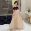 Chic / Belle Bordeaux Daim Robe De Bal 2022 Princesse Bretelles Spaghetti Manches Courtes Dos Nu Appliques Longue Robe De Ceremonie