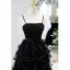 Sexy Champagne Pearl Cascading Ruffles Birthday Party Dresses 2022 A-Line / Princess Spaghetti Straps Sleeveless Backless Floor-Length / Long Formal Dresses