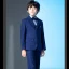 Mode Bleu Marine Manches Longues Costume Garçon Mariage 2022 Mariage Manteau Pantalon Chemise Gilet Rubans