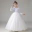 Chic / Beautiful Ivory Sequins Birthday Flower Girl Dresses 2022 Ball Gown V-Neck Long Sleeve Floor-Length / Long Flower Girl Dresses