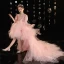 Mode Rougissant Rose Volants en Cascade Anniversaire Soirée Robe Ceremonie Fille 2022 Robe Boule Encolure Dégagée Paillettes Manches Courtes Dos Nu Tribunal Train Robe Ceremonie Fille
