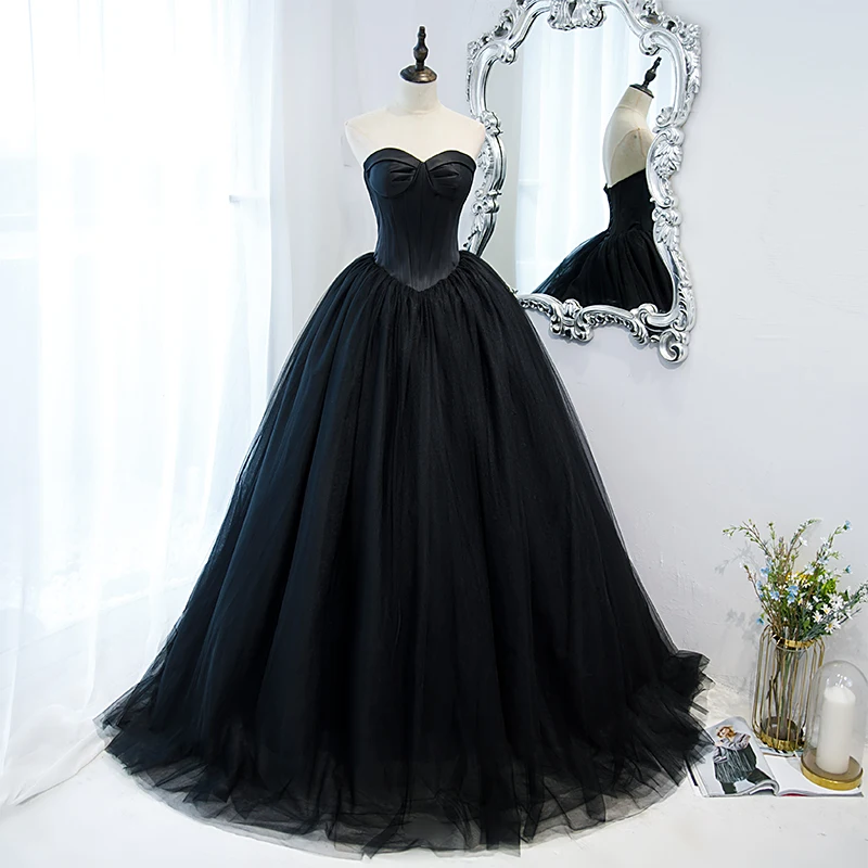 white christmas dresses Charming Black Corset A-line Prom Dress,Black Formal Dress Y6485 –  Simplepromdress main image 1