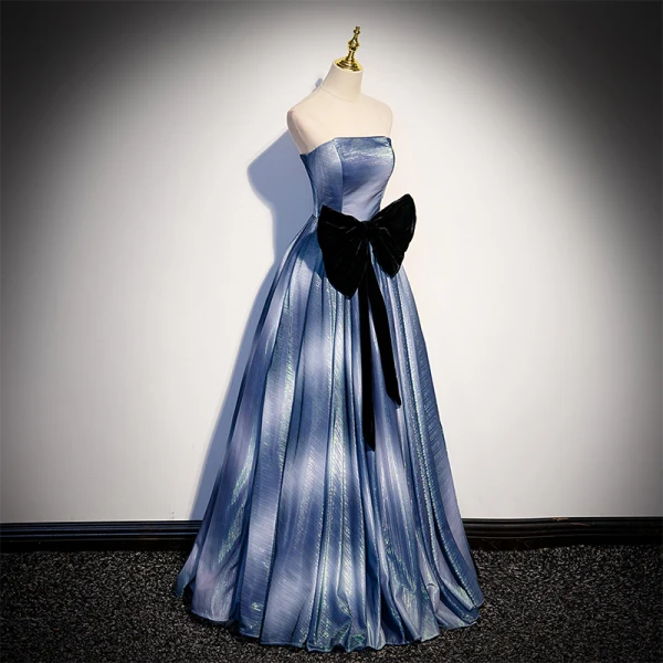 Chic / Belle Océan Bleu Dégradé De Couleur Robe De Bal 2022 Princesse Bustier Sans Manches Dos Nu Noeud Longue Robe De Ceremonie
