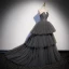 Elegant Grey Lace Flower Cascading Ruffles Prom Dresses 2022 Ball Gown Spaghetti Straps Sleeveless Backless Sweep Train Formal Dresses