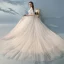 Élégant Princesse Ivoire Robe De Mariée 2017 1/2 Manches Appliques Dentelle Volants Tulle Dos Nu Chapel Train