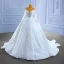High-end Luxury / Gorgeous White Handmade  Beading Rhinestone Sequins Wedding Dresses 2022 Ball Gown Scoop Neck Long Sleeve Chapel Train Wedding