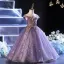 Schöne Traube Perlenstickerei Star Pailletten Geburtstag Blumenmädchenkleider 2022 Ballkleid Rundhalsausschnitt Kurze Ärmel Rückenfreies Lange Blumenmädchenkleider
