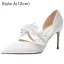 Charming White Pearl Appliques Wedding Shoes 2022 Leather 12 cm Stiletto Heels Pointed Toe Wedding Shoes High Heels