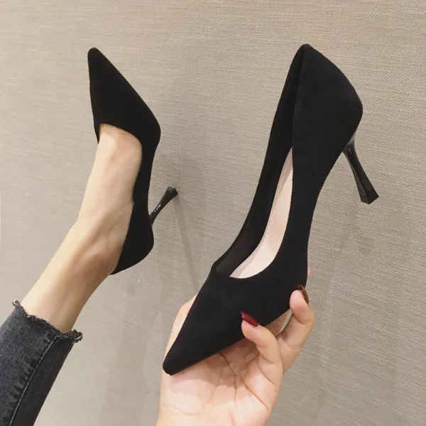 Modest / Simple Pool Blue Suede Office OL Pumps 2022 8 cm Stiletto Heels Pointed Toe Pumps High Heels