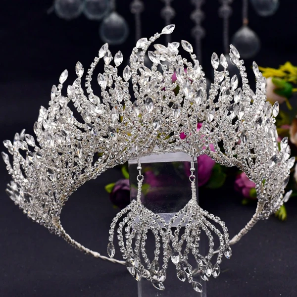 Sjarmerende Sølv Rhinestone Tiara Har Tilbehor 2022 Bryllup Tilbehør