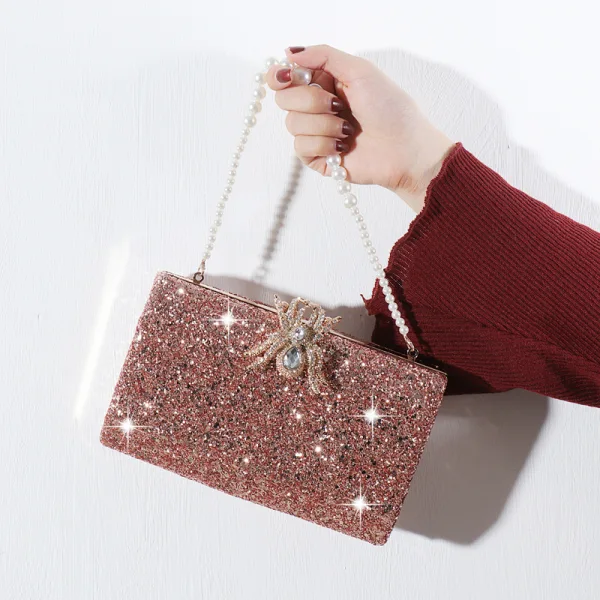 Glitter Rhinestone Pailletten Avond Roos Goud Handtassen 2022 Accessoires