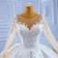 High-end White Beading Pearl Lace Flower Wedding Dresses 2022 Ball Gown Scoop Neck Long Sleeve Court Train Wedding