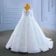 Haut de Gamme Blanche Perlage Paillettes Robe De Mariée 2022 Robe Boule V-Cou Manches Longues Dos Nu Longue Mariage