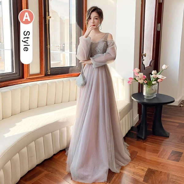 Chic / Belle Rougissant Rose Robe Demoiselle D'honneur 2022 Princesse Encolure Dégagée Paillettes Gonflée Manches Courtes Dos Nu Longue Robe Demoiselle D'honneur