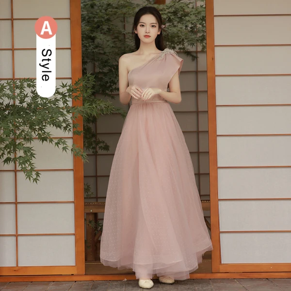 Simple Rougissant Rose Robe Demoiselle D'honneur 2022 Princesse Manches Courtes Dos Nu Longue Robe Demoiselle D'honneur