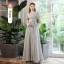 Modest / Simple Grey Bridesmaid Dresses 2022 A-Line / Princess Short Sleeve Backless Floor-Length / Long Bridesmaid Dresses