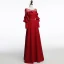 Modern / Fashion Burgundy See-through Evening Dresses  2018 A-Line / Princess Scoop Neck Long Sleeve Beading Sash Floor-Length / Long Ruffle Backless Formal Dresses