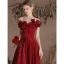 Chic / Beautiful Burgundy Prom Dresses 2022 A-Line / Princess Strapless Bow Sleeveless Backless Floor-Length / Long Satin Prom Formal Dresses