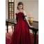 Chic / Beautiful Burgundy Prom Dresses 2022 A-Line / Princess Strapless Bow Sleeveless Backless Sweep Train Satin Prom Formal Dresses