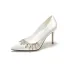 Charming Ivory Satin Rhinestone Wedding Shoes 2022 9 cm Stiletto Heels Pointed Toe Wedding Pumps High Heels