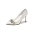 Fashion Ivory Rhinestone Satin Wedding Shoes 2022 9 cm Stiletto Heels Pointed Toe Wedding Pumps High Heels