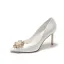 Elegant Ivory Pearl Rhinestone Wedding Shoes 2022 Satin 9 cm Stiletto Heels Pointed Toe Wedding Pumps High Heels