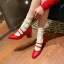 Vintage / Retro White Casual Leather Pumps 2022 6 cm Thick Heels Round Toe Pumps High Heels