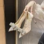 Charming Nude Rhinestone Bow Wedding Shoes 2022 Leather 8 cm Stiletto Heels Pointed Toe Wedding Pumps High Heels