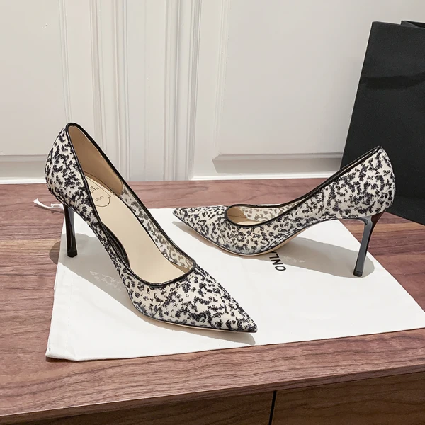 Fashion Black Street Wear Pumps 2022 8 cm Stiletto Heels Pointed Toe Pumps High Heels