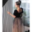 Elegant Black Prom Dresses 2022 A-Line / Princess Square Neckline Short Sleeve Backless Floor-Length / Long Prom Formal Dresses