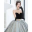High-end Black Satin Evening Dresses 2022 Ball Gown Strapless Sleeveless Backless Sweep Train Evening Party Formal Dresses
