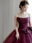 Charming Burgundy Evening Dresses 2022 A-Line / Princess Strapless Bow Sleeveless Backless Floor-Length / Long Evening Party Formal Dresses