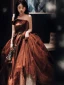 Charming Brown Evening Dresses 2022 A-Line / Princess Strapless Sleeveless Backless Floor-Length / Long Evening Party Formal Dresses