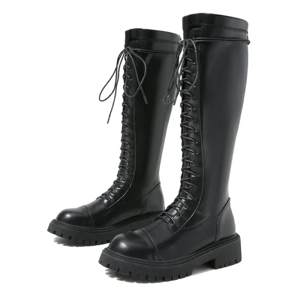 Mode Zwarte Winter Straatkleding Dames Laarzen 2022 Ronde Neus Waterdichte Platte Laarzen