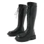 Mode Zwarte Winter Straatkleding Dames Laarzen 2022 Ronde Neus Waterdichte Platte Laarzen